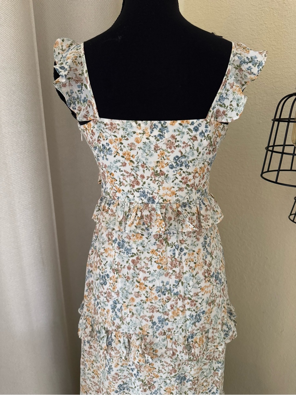 Altar’d State Floral Ruffle Maxi Dress Cottagecore Boho Prairie XS - Picture 7 of 9